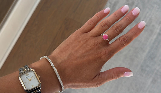 Simple Pink Sterling Silver Ring