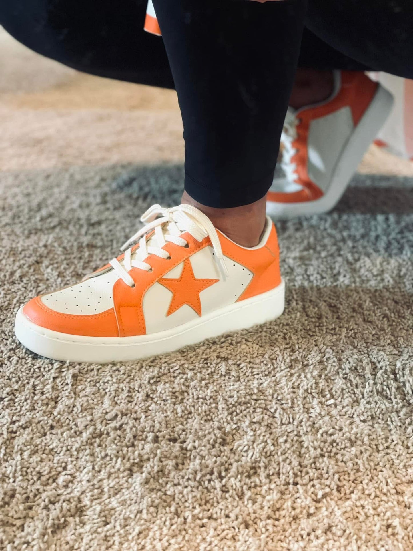 Orange and White Star Sneakers