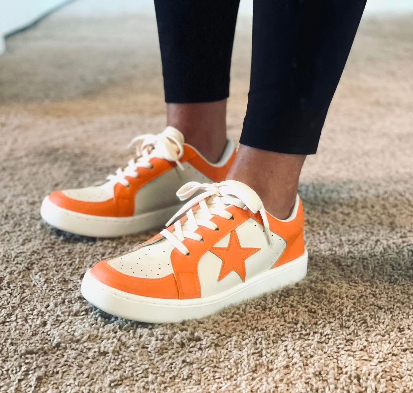 Orange and White Star Sneakers