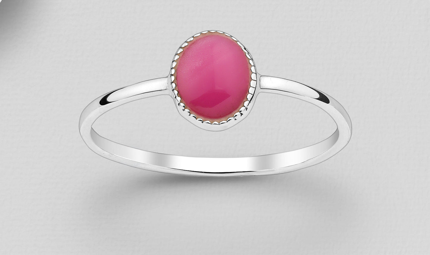 Simple Pink Sterling Silver Ring